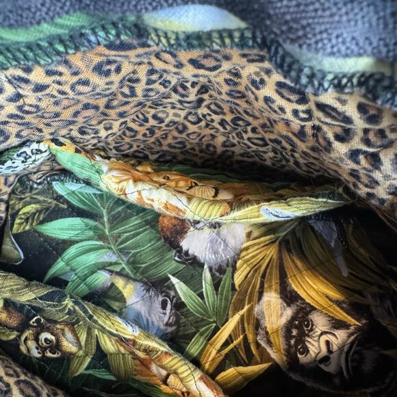 Vintage Quilted Jungle Animal Print Mini Tote Shoulder Crossbody Bag - Picture 10 of 11